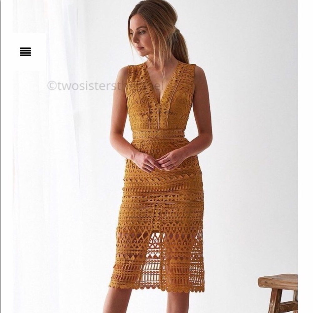 Twosisters The Label size 4 mustard colored dress